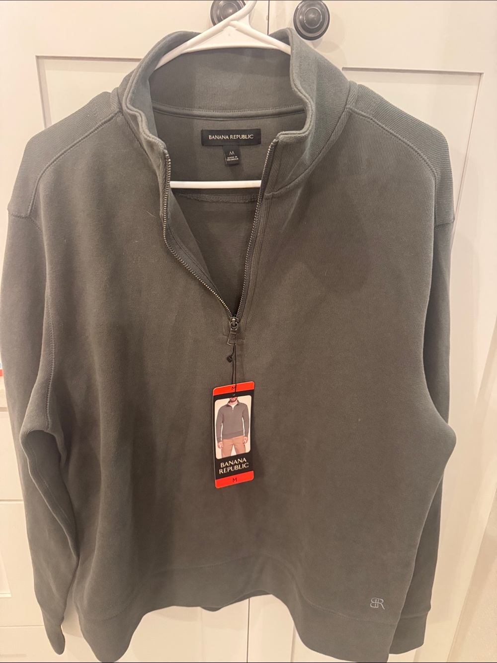 Banana Republic (Sz Medium) Men's Quarter-Zip Sweater - Olive